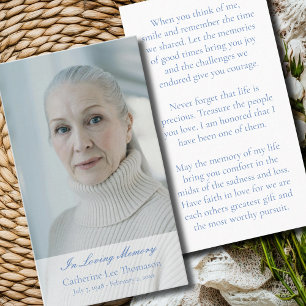 Classic In Loving Memory Photo Prayer Cards