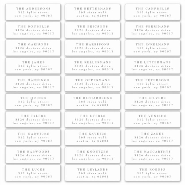 Classic Individual Dark Grey White Guest Address (Front)