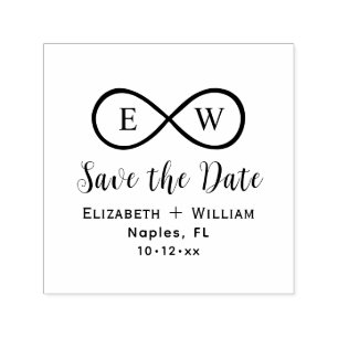 Classic Infinity Monogram Wedding Save the Date Self-inking Stamp