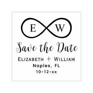 Classic Infinity Monogram Wedding Save the Date Self-inking Stamp