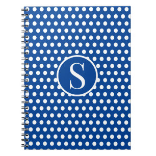 Classic initial letter Polka Dots Navy Blue Notebook