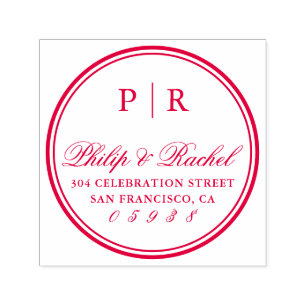Classic Initials Round Wedding Return Address Self-inking Stamp