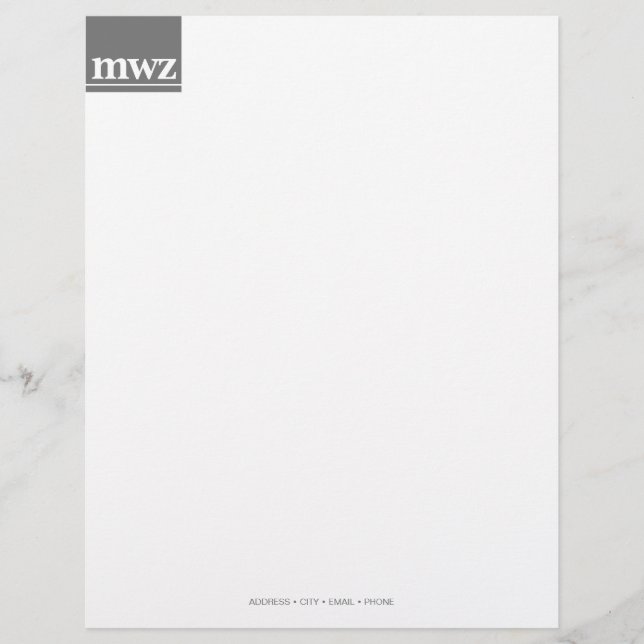 Classic Initials Stationery Custom Letterhead (Front)