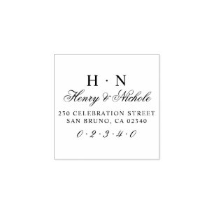 Classic Initials Wedding Names & Return Address Rubber Stamp
