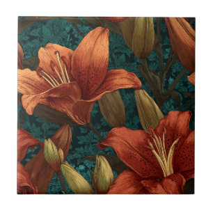 Classic Interior Design Lilies Tiles For Stylish