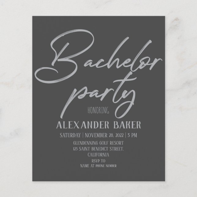 Classic invitation to Bachelor Party. Flyer (Front)