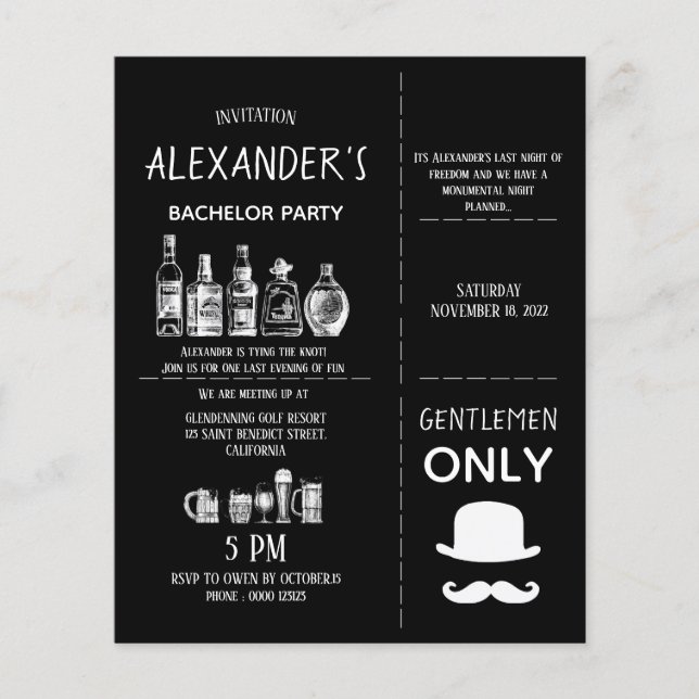 Classic invitation to Bachelor Party. Flyer (Front)