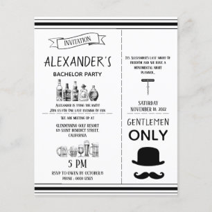 Classic invitation to Bachelor Party. Flyer