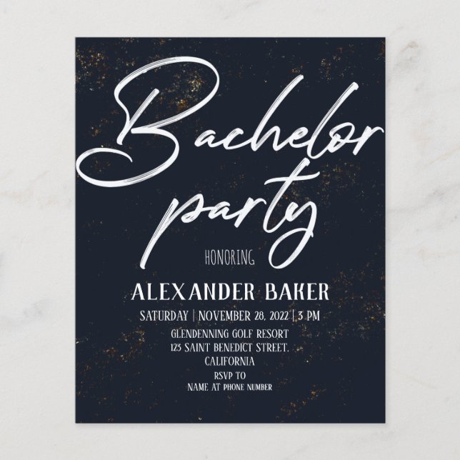 Classic invitation to Bachelor Party. Flyer (Front)