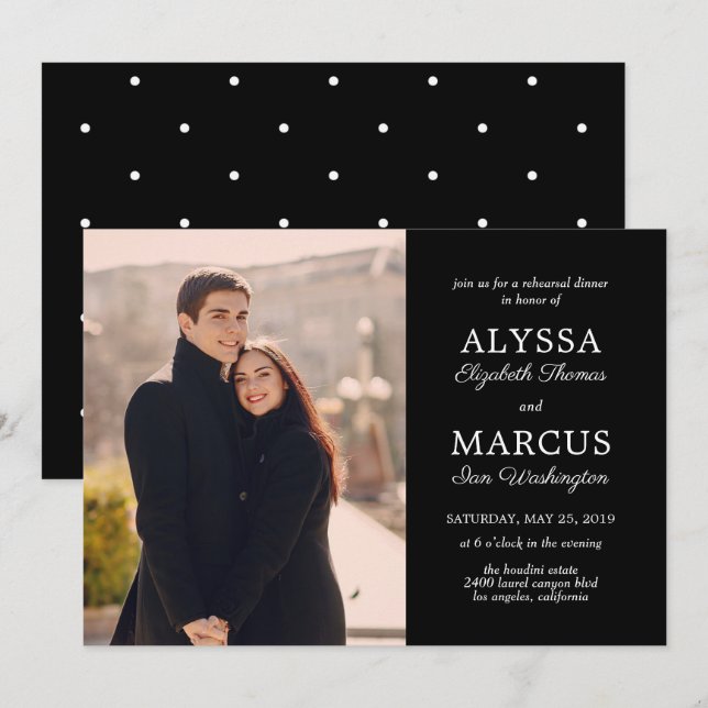 Classic Invite Wedding Rehearsal Dinner Engagement (Front/Back)