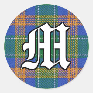 Classic Irish Clan McAuliffe Tartan Monogram Round Sticker