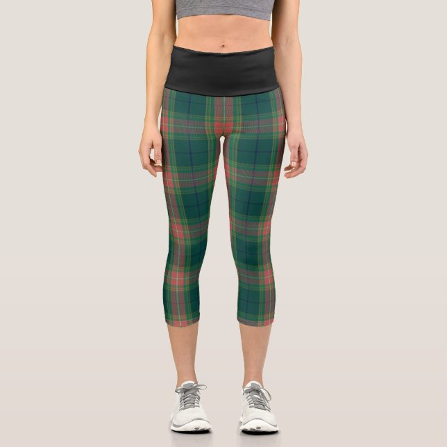 Classic Irish Gallagher Family Tartan Plaid Capri Leggings (Front)