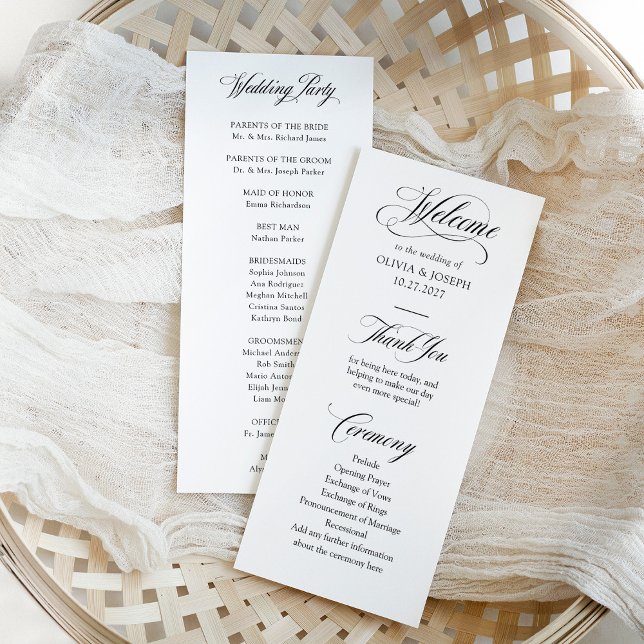 Classic Italian Elegance Black and White | Wedding Programme (Creator Uploaded)