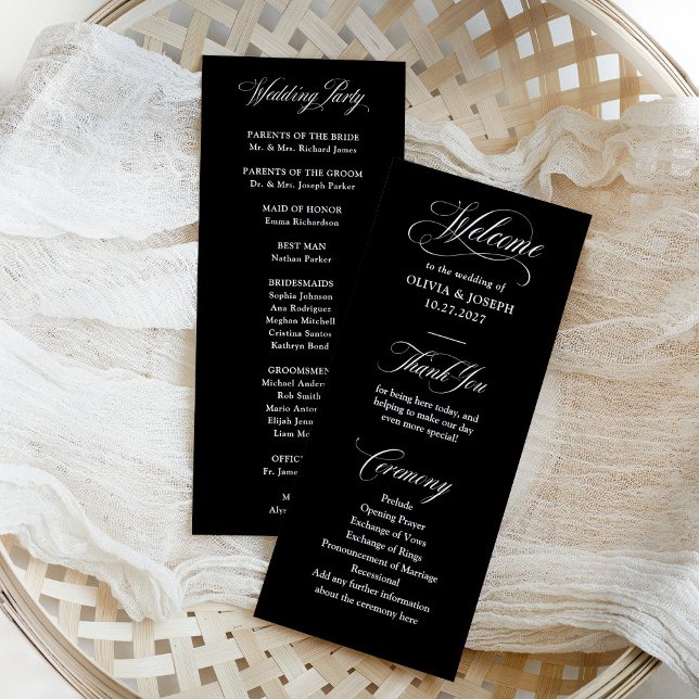Classic Italian Elegance Black | Wedding Programme (Creator Uploaded)