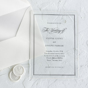 Classic Italian Elegance   Wedding Acrylic Invitations