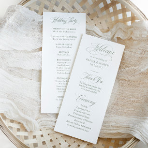 Classic Italian Elegance White and Sage   Wedding Programme