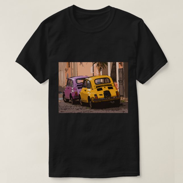 Classic italian Fiat 500 cars in Rome Italy T-Shirt (Design Front)