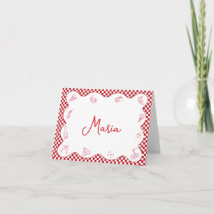 Classic Italian-Themed Red Chequered Custom Name Card