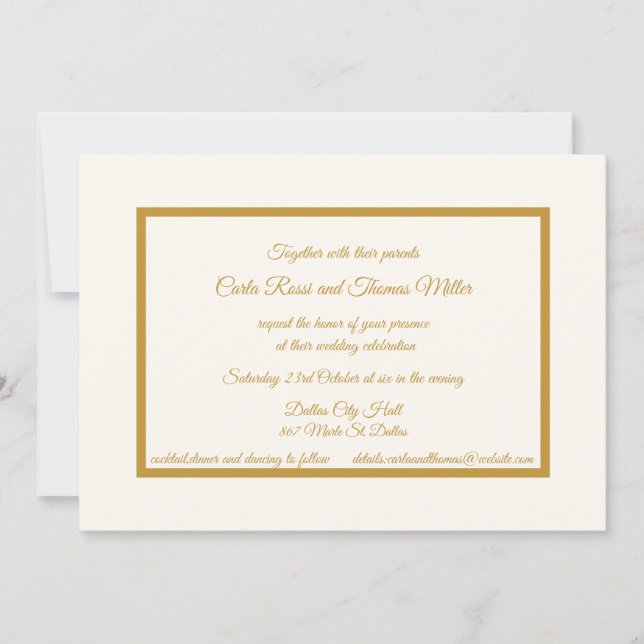 Classic  ivory and gold  invitation (Front)