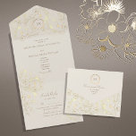 Classic Ivory and Gold Wedding All In One Invitation<br><div class="desc">Celebrate your love in timeless elegance with our classic vintage-inspired wedding invitation. The chic ivory and gold design features a stunning monogram at the top, framed by gilded floral lace, and beautifully complemented by simple calligraphy script. Embrace the luxury of classic style as you invite your loved ones to join...</div>