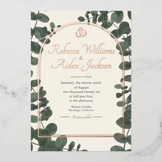 Classic Ivory and Rose Gold Foil Wedding (Front)