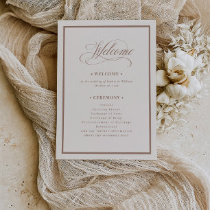 Classic Ivory and Taupe   Luxe Neutral Wedding Programme