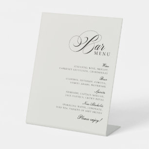 Classic Ivory Black Bar Drinks Menu Wedding Sign