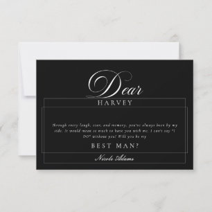 Classic Ivory Black Best Man Proposal Cards