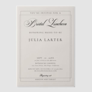 Classic Ivory Black Calligraphy Bridal Luncheon Vellum Invitations
