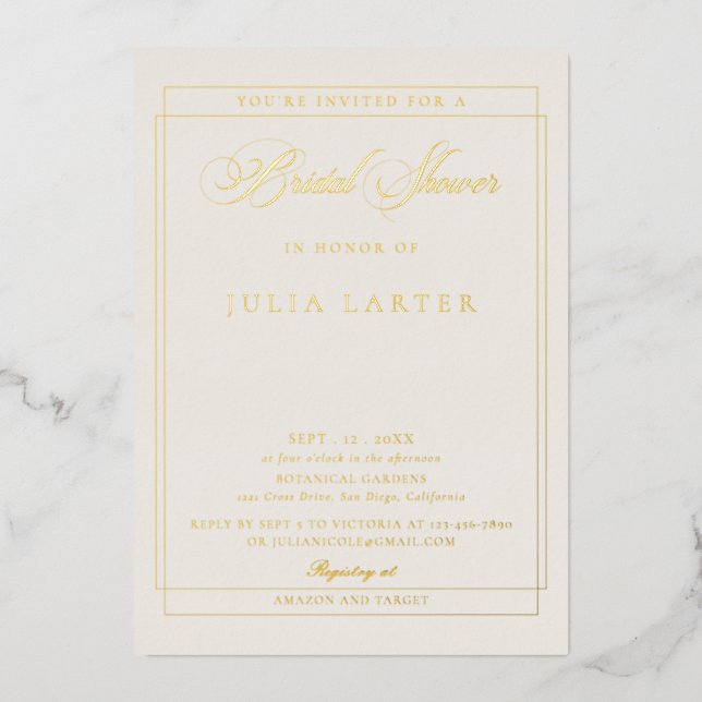 Classic Ivory Black Calligraphy Bridal Shower (Front)