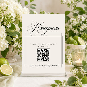 Classic Ivory Black Calligraphy Honeymoon Fund Invitation