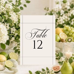 Classic Ivory Black Calligraphy Table Number Sign