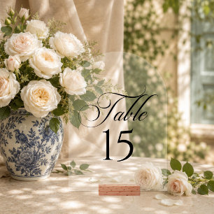 Classic Ivory Black Calligraphy Table Number Sign