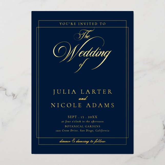 Classic Ivory Black Calligraphy Wedding (Front)
