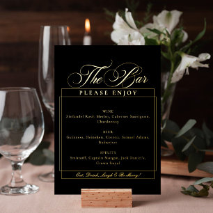 Classic Ivory Black Calligraphy Wedding Bar Sign