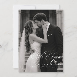 Classic Ivory Black Calligraphy Wedding Elopement Invitation