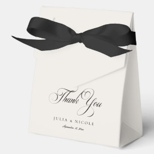Classic Ivory Black Calligraphy Wedding Thank You Favour Box