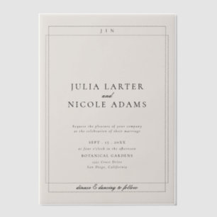 Classic Ivory Black Calligraphy Wedding Vellum Invitations