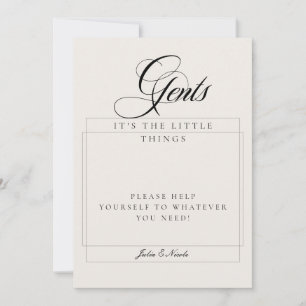 Classic Ivory Black Gents Bathroom Basket Sign Invitation