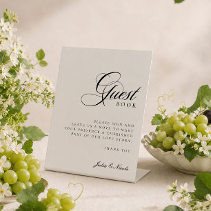 Classic Ivory Black Guest Book Wedding Sign