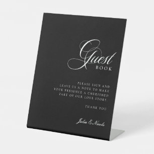 Classic Ivory Black Guest Book Wedding Sign