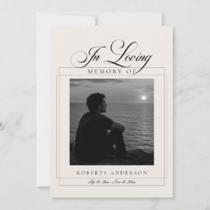 Classic Ivory Black In loving Memory Photo Sign Invitation