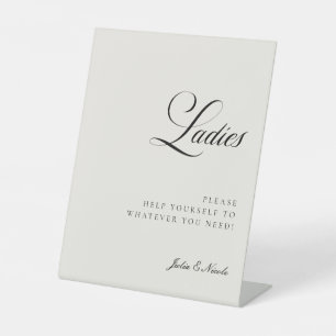 Classic Ivory Black Ladies Bathroom Basket Sign