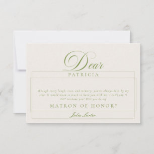 Classic Ivory Black Matron of Honour Proposal Card
