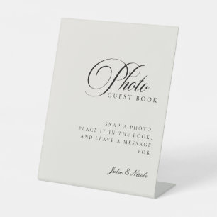 Classic Ivory Black Photo Guest Book Wedding Sign