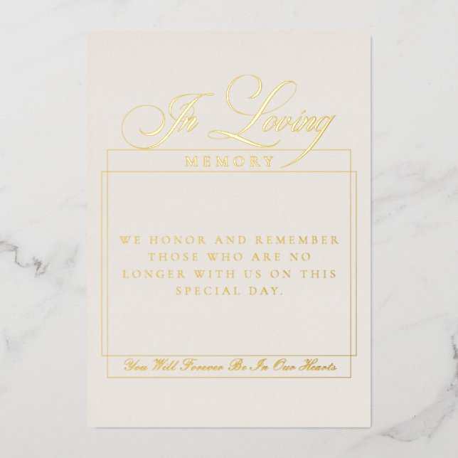 Classic Ivory Black Script In loving Memory Sign (Front)