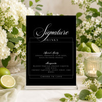 Classic Ivory Black Signature Drinks Sign