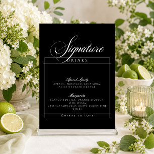 Classic Ivory Black Signature Drinks Sign Invitation