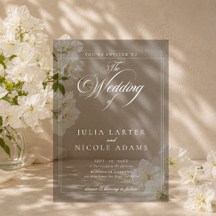 Classic Ivory Black Simple Minimalist Wedding Acrylic Invitations