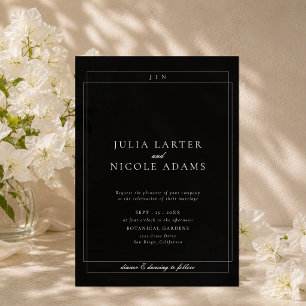 Classic Ivory Black Simple Minimalist Wedding Acrylic Invitations
